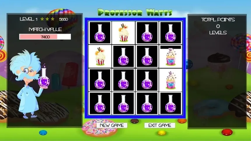 Скриншот 3 к игре Professor Watts Memory Match: Yummy Cupcakes