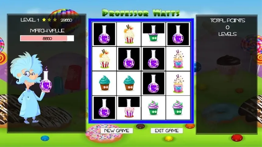 Скриншот 4 к игре Professor Watts Memory Match: Yummy Cupcakes