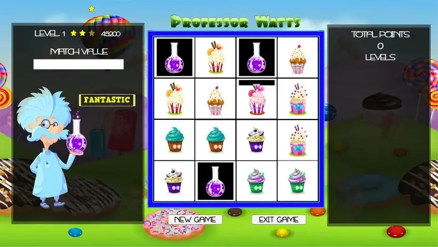 Скриншот 5 к игре Professor Watts Memory Match: Yummy Cupcakes
