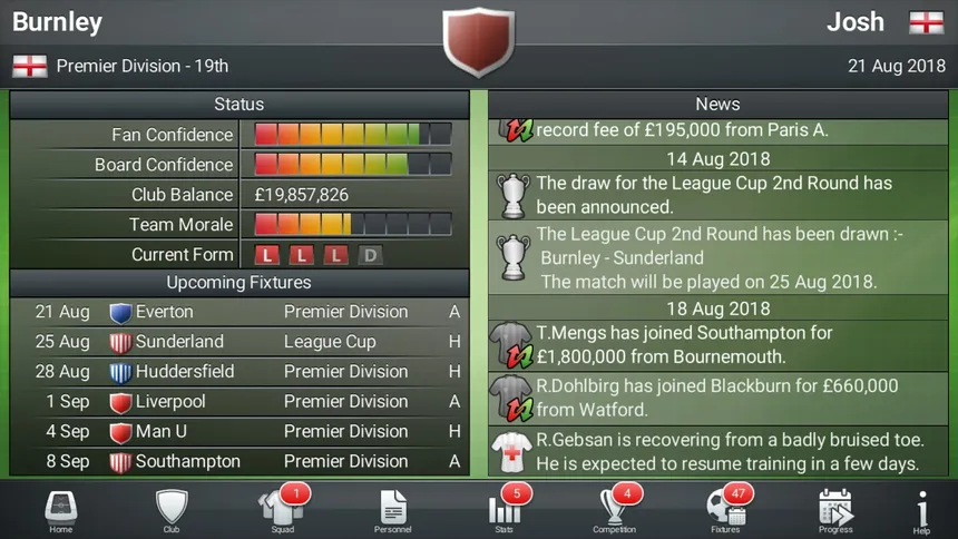 Скриншот 1 к игре Football Director 2019