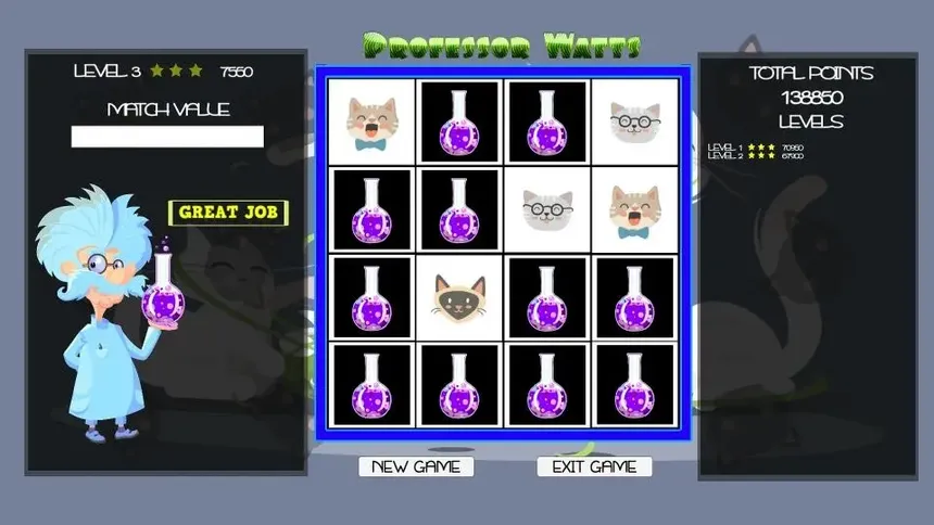 Скриншот 4 к игре Professor Watts Memory Match: Cats