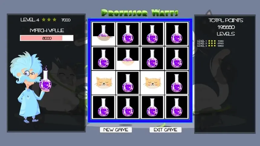 Скриншот 5 к игре Professor Watts Memory Match: Cats