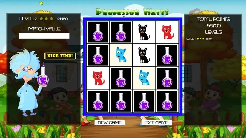 Скриншот 1 к игре Professor Watts Memory Match: Puppies