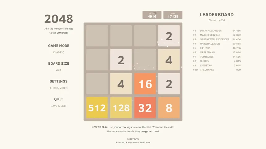 Скриншот 1 к игре 2048