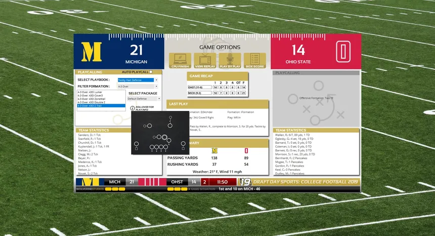 Скриншот 1 к игре Draft Day Sports: College Football 2019