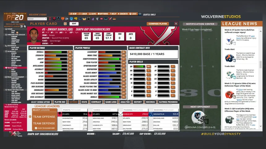 Скриншот 4 к игре Draft Day Sports: Pro Football 2020