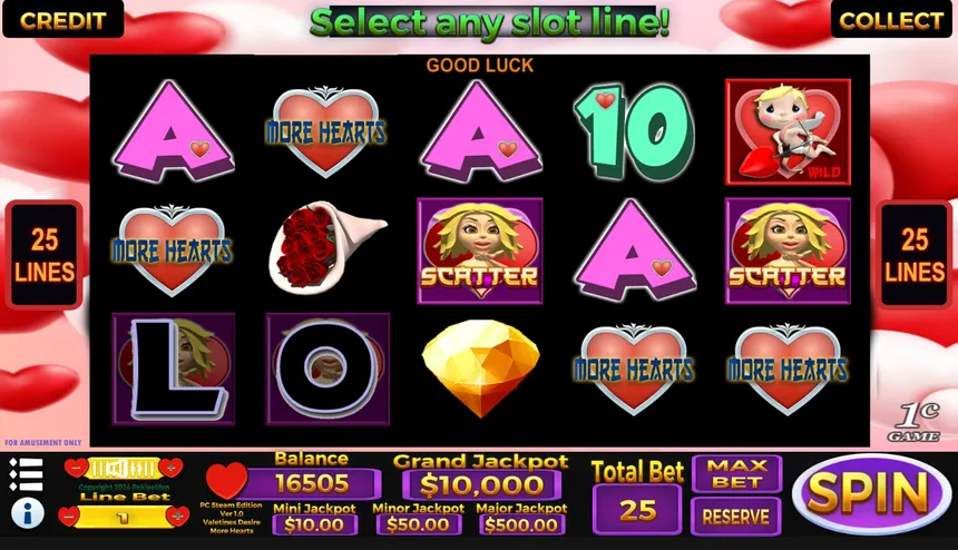 Скриншот 2 к игре Valentines Desire - Casino Slot Simulations