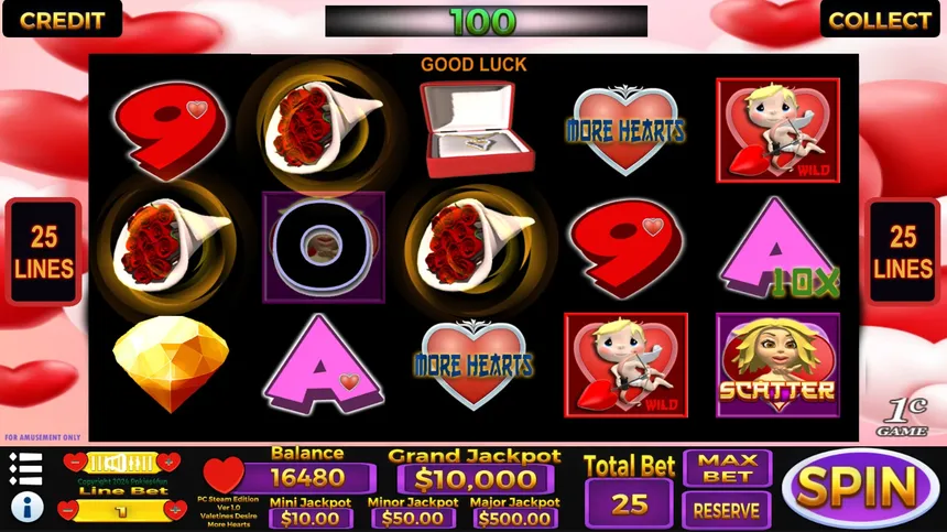 Скриншот 3 к игре Valentines Desire - Casino Slot Simulations
