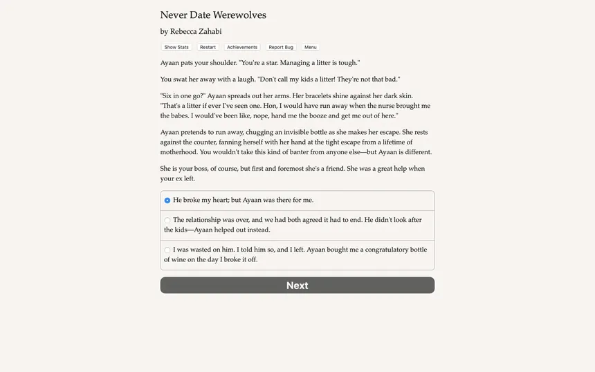 Скриншот 1 к игре Never Date Werewolves