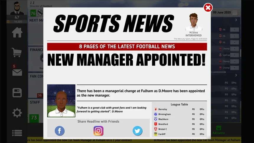 Скриншот 8 к игре Club Soccer Director 2021