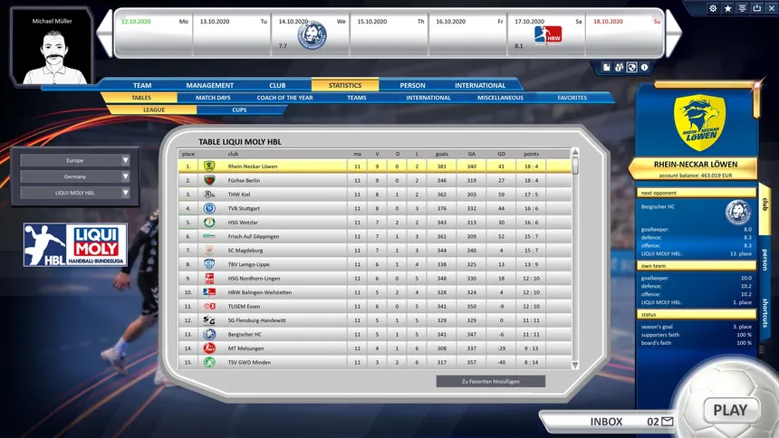 Скриншот 5 к игре Handball Manager 2021