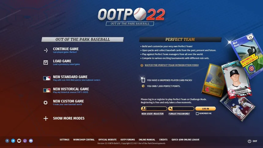 Скриншот 1 к игре Out of the Park Baseball 22