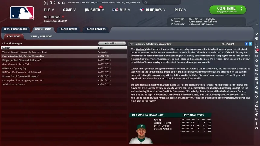 Скриншот 7 к игре Out of the Park Baseball 22