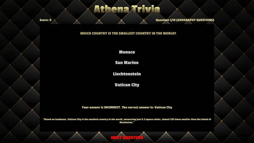 Скриншот 3 к игре Athena Trivia