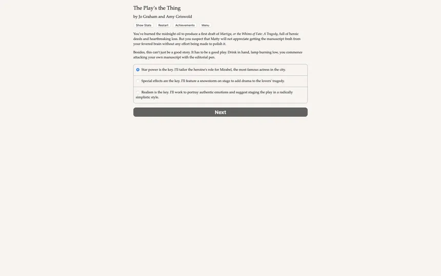 Скриншот 1 к игре The Play's the Thing