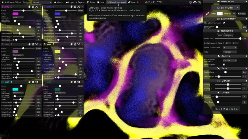 Скриншот 4 к игре PHYSARUM: Slime Mold Simulator