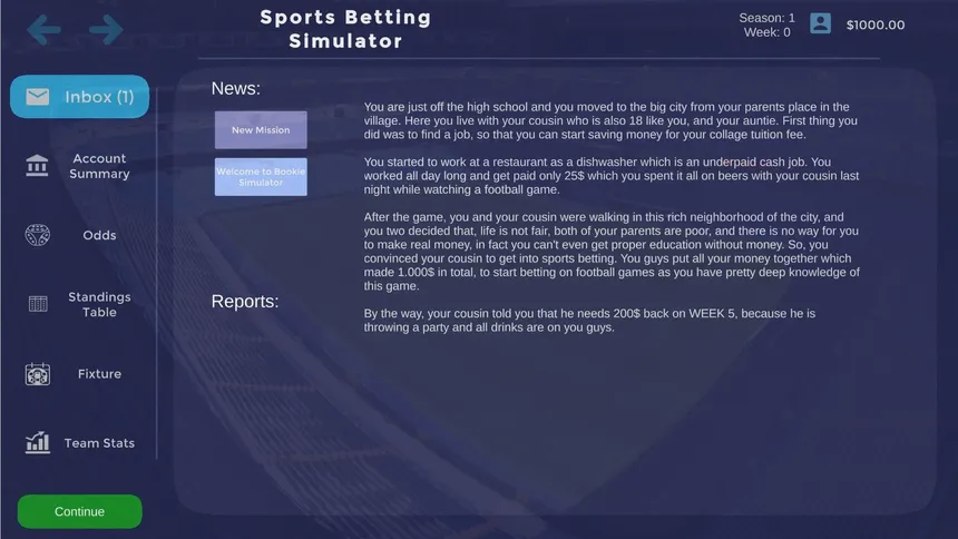 Скриншот 1 к игре Sports Betting Simulator