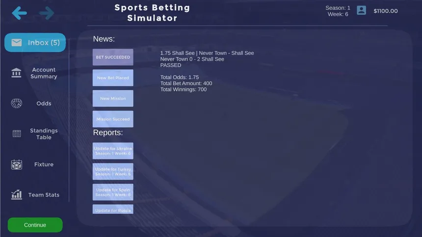 Скриншот 5 к игре Sports Betting Simulator