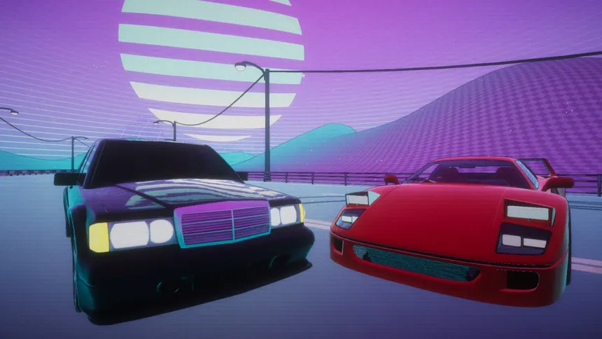 Скриншот 1 к игре RetroDrift: Retrowave Online Road