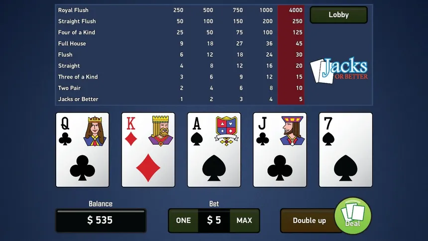 Скриншот 1 к игре Jacks or Better - Video Poker