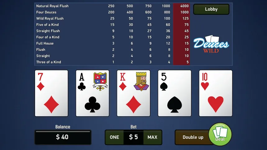 Скриншот 1 к игре Deuces Wild - Video Poker