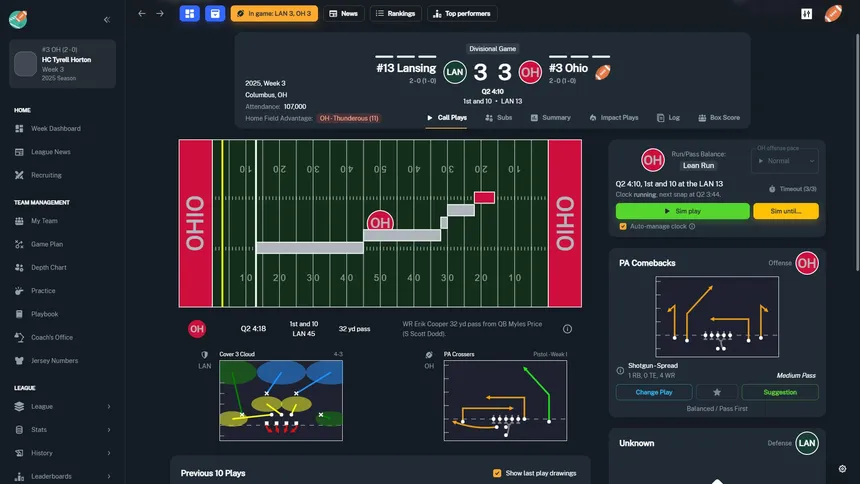 Скриншот 1 к игре Football Coach: College Dynasty