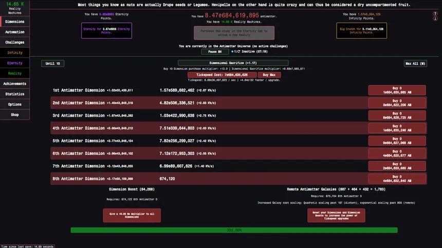 Скриншот 1 к игре Antimatter Dimensions
