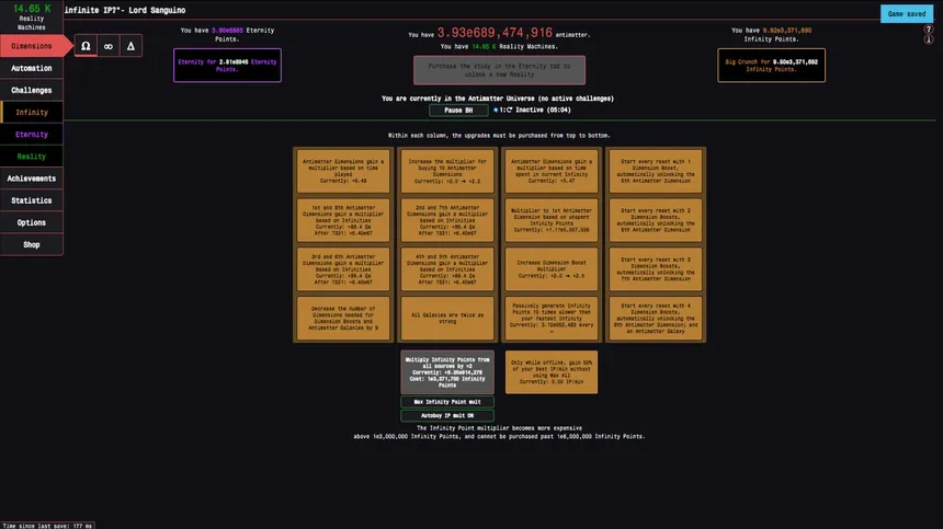 Скриншот 2 к игре Antimatter Dimensions