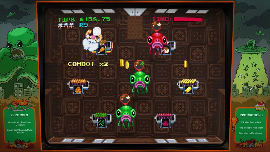 Скриншот 3 к игре Digital Eclipse Arcade: Invasion of the Buffet Snatchers