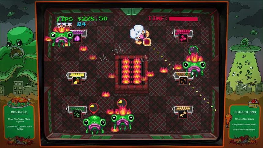 Скриншот 4 к игре Digital Eclipse Arcade: Invasion of the Buffet Snatchers