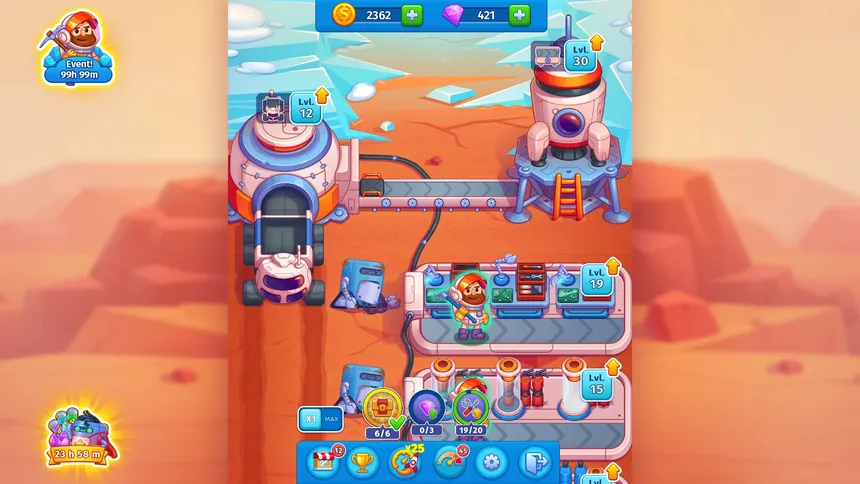 Скриншот 1 к игре Idle Mars -  Colony Simulator and Farming Tycoon