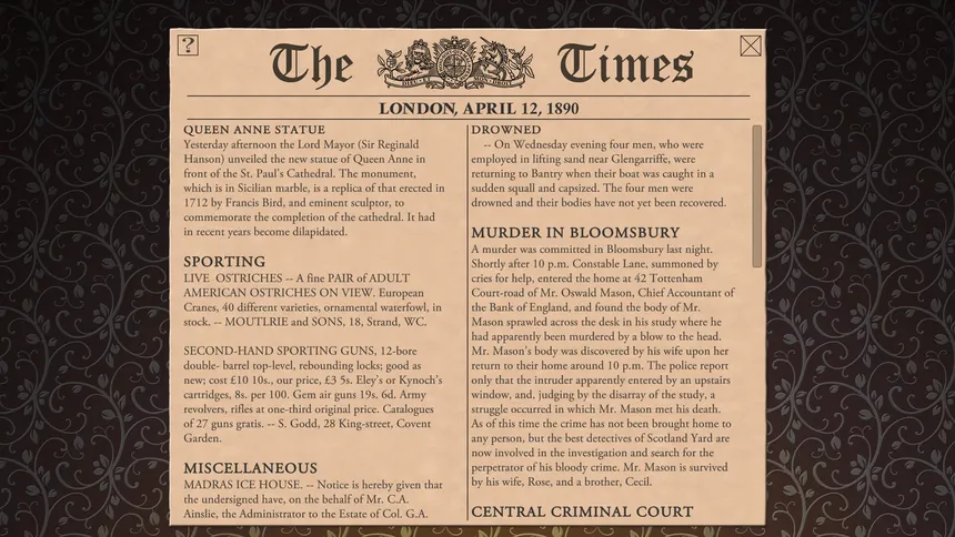 Скриншот 5 к игре Sherlock Holmes Consulting Detective: The Case of the Banker's Final Debt