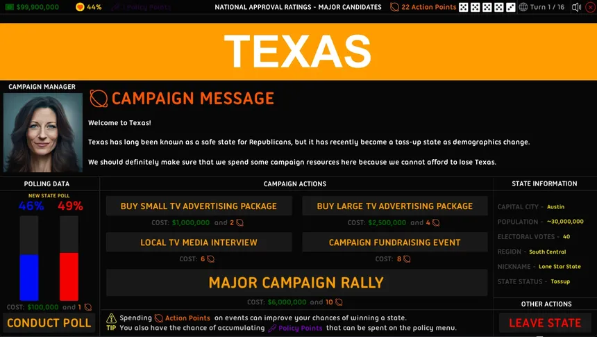 Скриншот 6 к игре 2024 U.S. Election Simulator