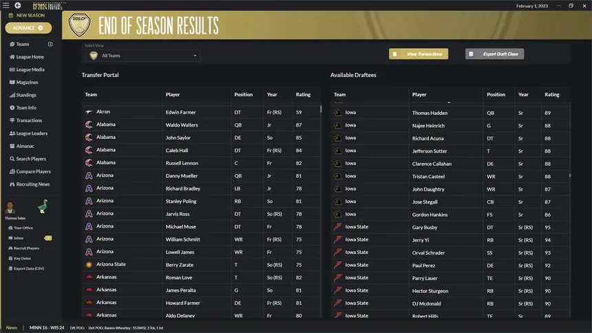Скриншот 6 к игре Draft Day Sports: College Football 2024