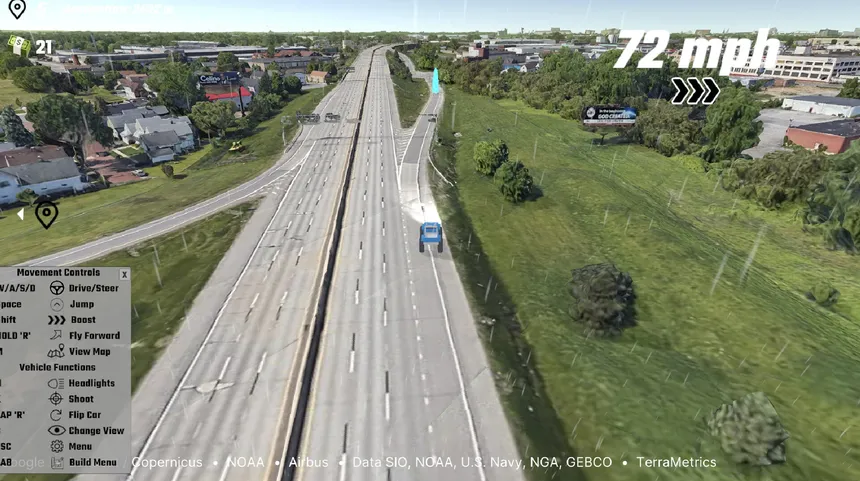 Скриншот 1 к игре EarthKart: Google Maps Driving Simulator