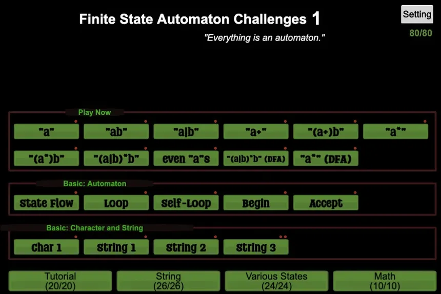 Скриншот 1 к игре Finite State Automaton Challenges