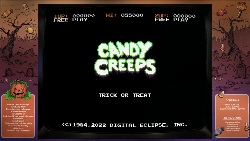 Скриншот 1 к игре Digital Eclipse Arcade: Candy Creeps