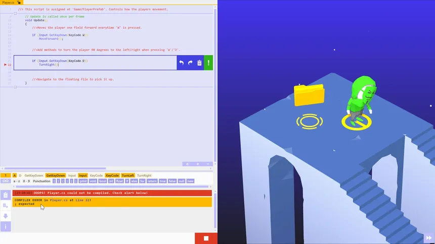 Скриншот 1 к игре U-Sharp: The Unity Coding Learning Game