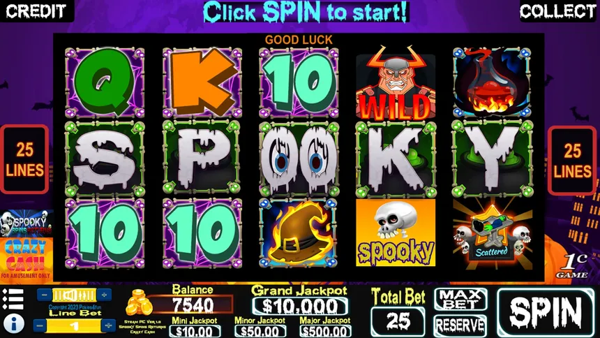 Скриншот 1 к игре Spooky Spins Returns : Crazy Cash Edition - Slots