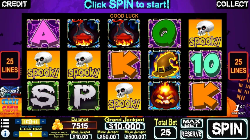 Скриншот 2 к игре Spooky Spins Returns : Crazy Cash Edition - Slots