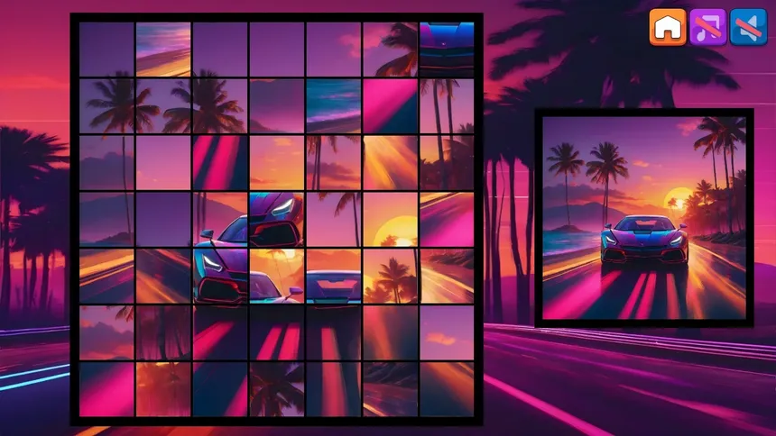 Скриншот 1 к игре OG Puzzlers: Synthwave Cars