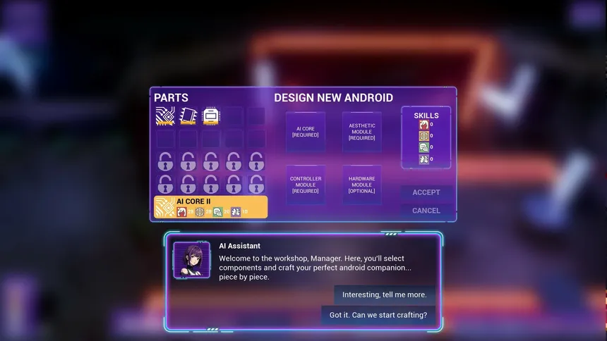 Скриншот 2 к игре Synthetica: Cyber Club Manager
