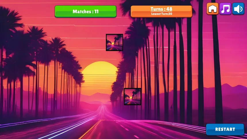 Скриншот 1 к игре OG Memory: Synthwave Cars