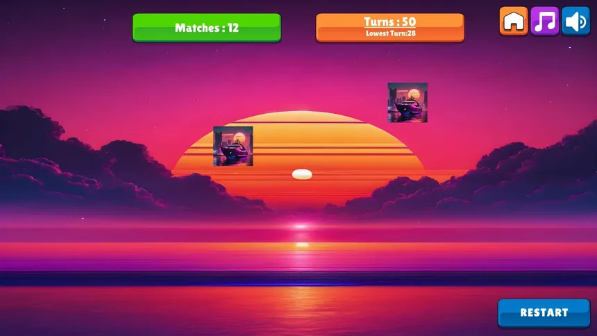 Скриншот 1 к игре OG Memory: Synthwave Boats