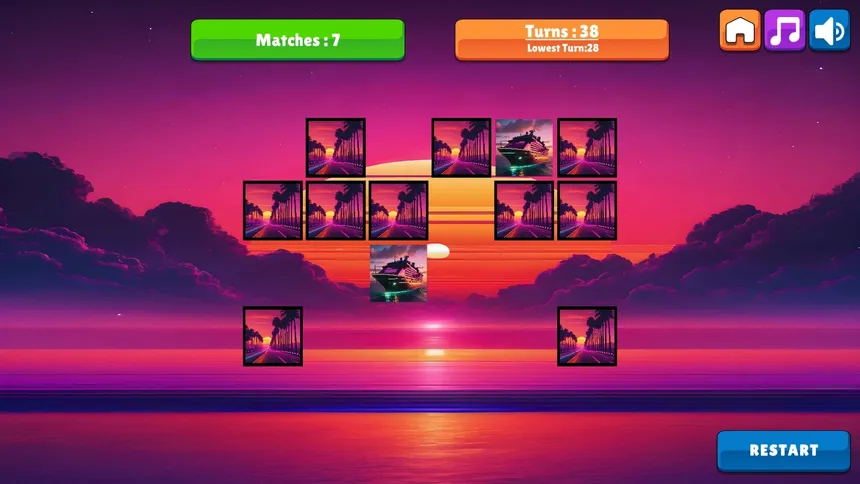 Скриншот 2 к игре OG Memory: Synthwave Boats