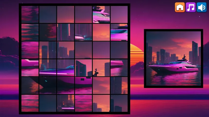 Скриншот 1 к игре OG Puzzlers: Synthwave Boats