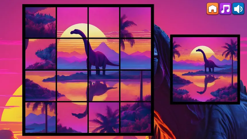 Скриншот 1 к игре OG Puzzlers: Synthwave Dinosaurs