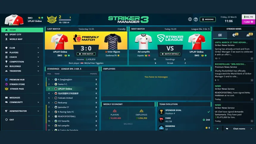 Скриншот 1 к игре Striker Manager 3 - Online Football Manager