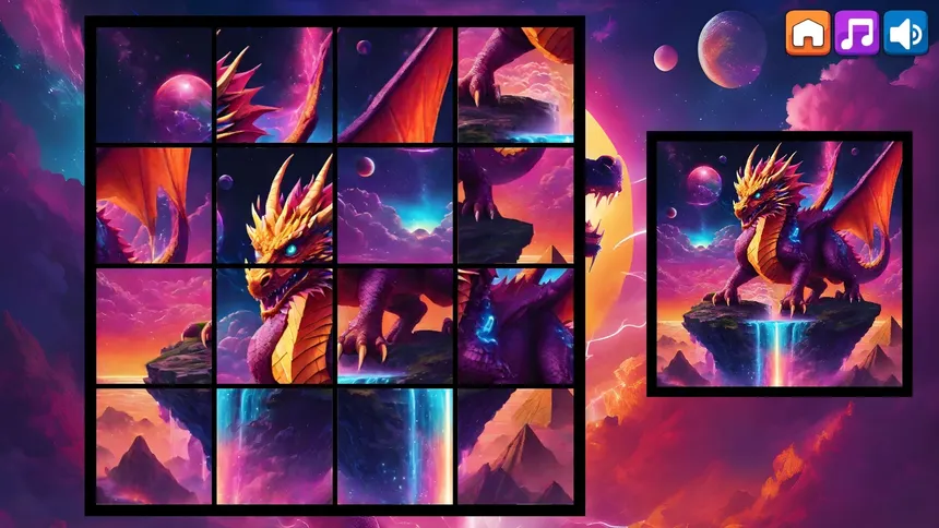 Скриншот 1 к игре OG Puzzlers: Synthwave Dragons