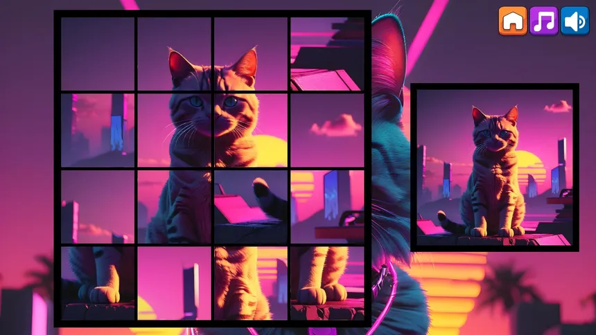 Скриншот 1 к игре OG Puzzlers: Synthwave Cats